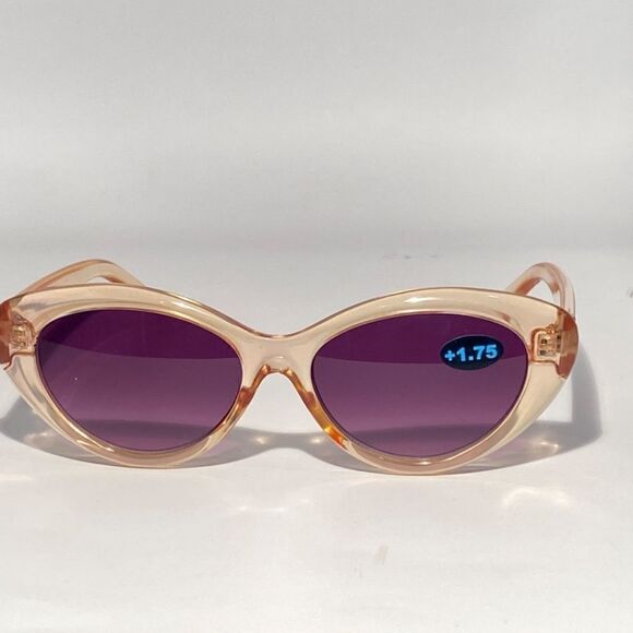 Barbara Reading Sunglasses 1.75 Clear Gold Sweetheart Frames Dark Lenses NWT main image 6